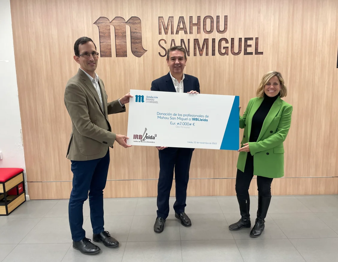 La Fundación Mahou San Miguel realiza una donación de 2.000 euros al IRBLleida 