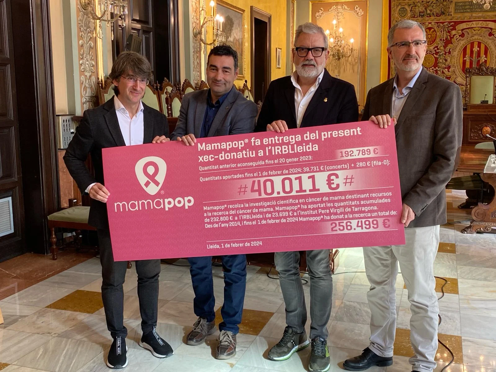 Mamapop entrega más de 40.000 € al IRBLleida recaudados en la sesión de Navidad 2023