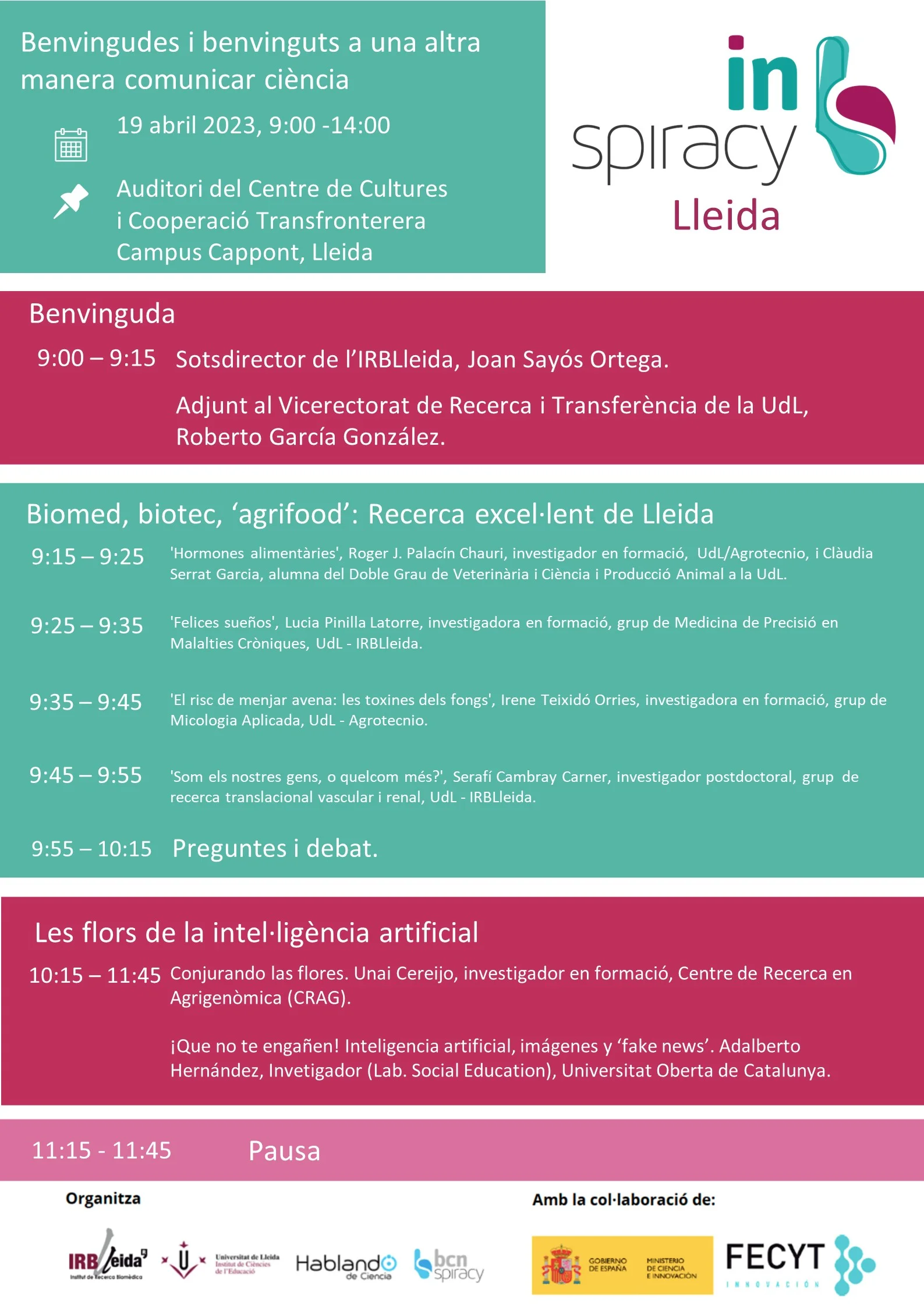 Torna la jornada INspiracy Lleida per fomentar l’interès per la ciència a l’alumnat de primer de batxillerat de Ponent